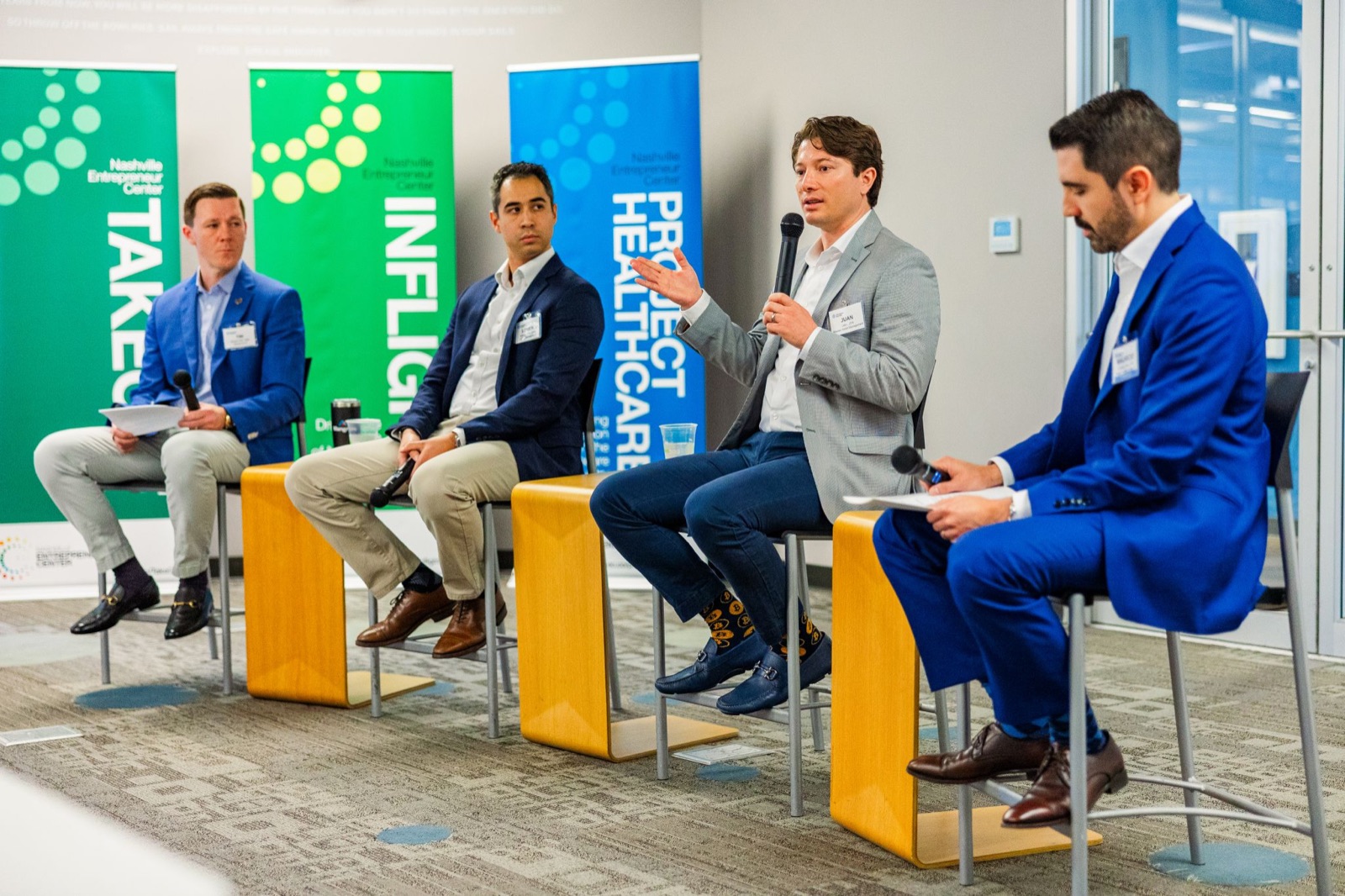 The four-person panel on stage at the Nashville Entrepreneur Center